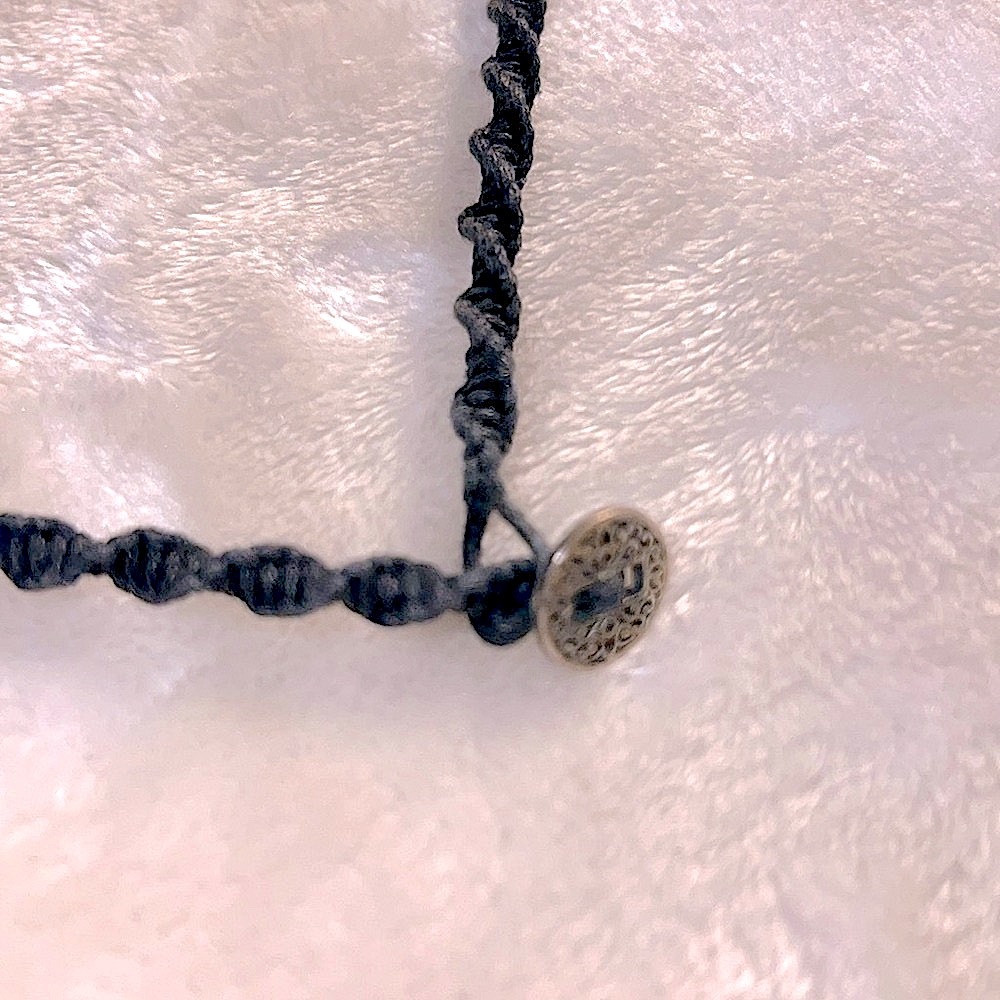 🖤 16” BLACK MACRAME, SILVER CROSS & SILVER FLORAL BEADS TOGGLE CLOSURE NECKLACE - Picture 7 of 7